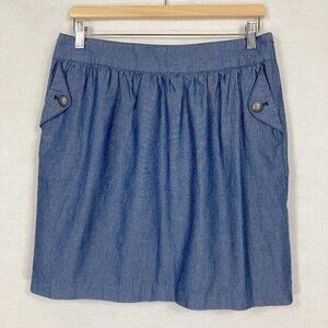 Brooks Brothers Cotton Striped Mini Skirt Chambray Nautical Boho Preppy 8